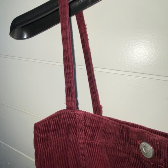 Divided H&M Wine Colored Maroon Jumper Dress Button Down Pockets (XXXS, Fits XS) - Picture 7 of 11